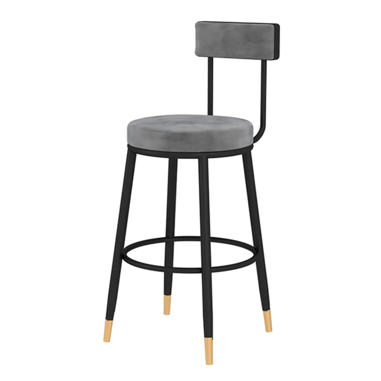 Durable Upholstered Metal Bar Stools with Footrest for Kitchen Image - 5 | homeyfad