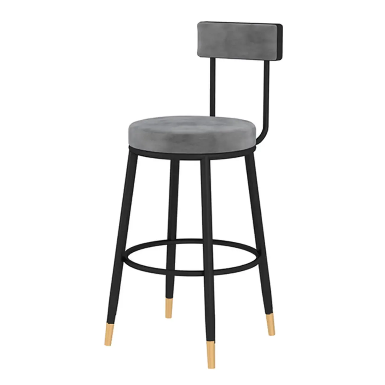 Durable Upholstered Metal Bar Stools with Footrest for Kitchen Image - 5