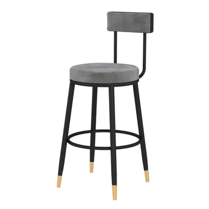 Durable Upholstered Metal Bar Stools with Footrest for Kitchen Image - 5