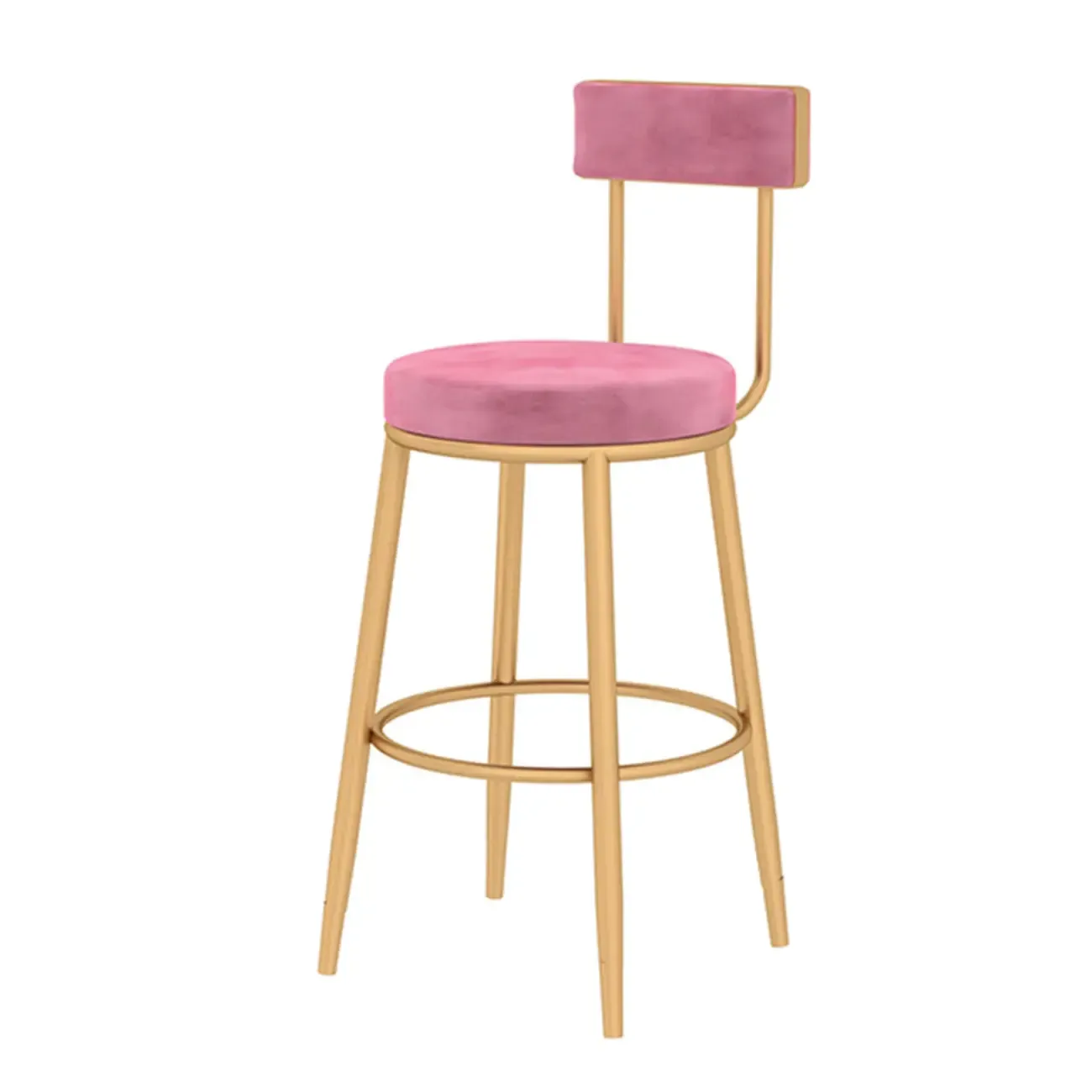 Durable Upholstered Metal Bar Stools with Footrest for Kitchen Image - 6