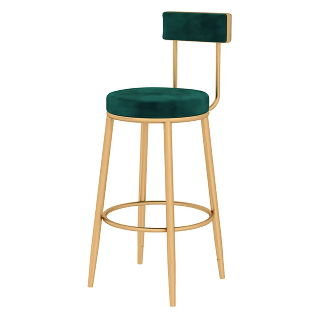 Durable Upholstered Metal Bar Stools with Footrest for Kitchen Image - 7