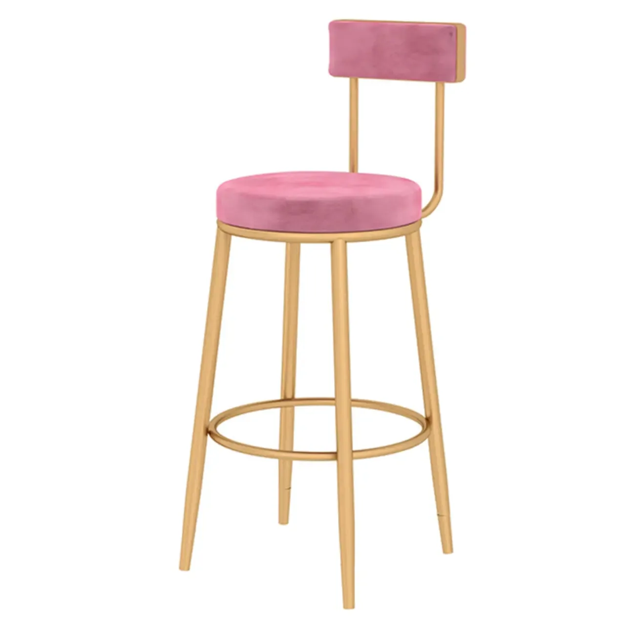 Durable Upholstered Metal Bar Stools with Footrest for Kitchen Image - 8