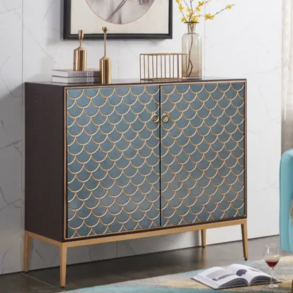 Glam Rectangular Cabinet for Home with Regular Patterns Image - 6