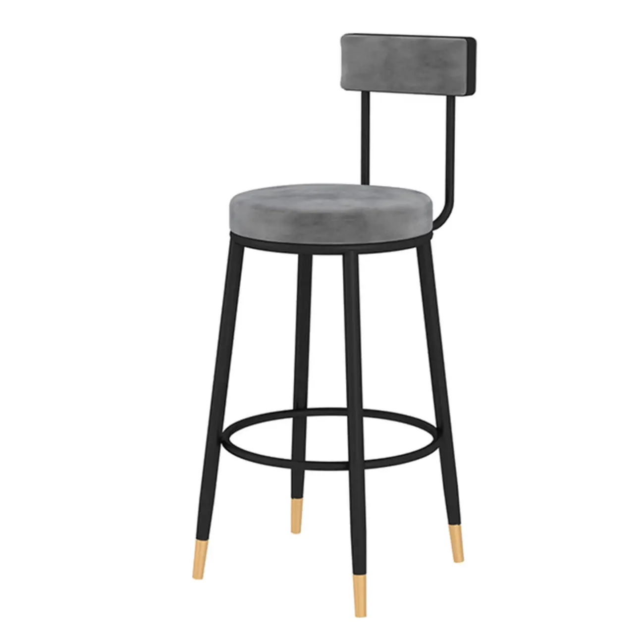 Durable Upholstered Metal Bar Stools with Footrest for Kitchen Image - 9 | homeyfad