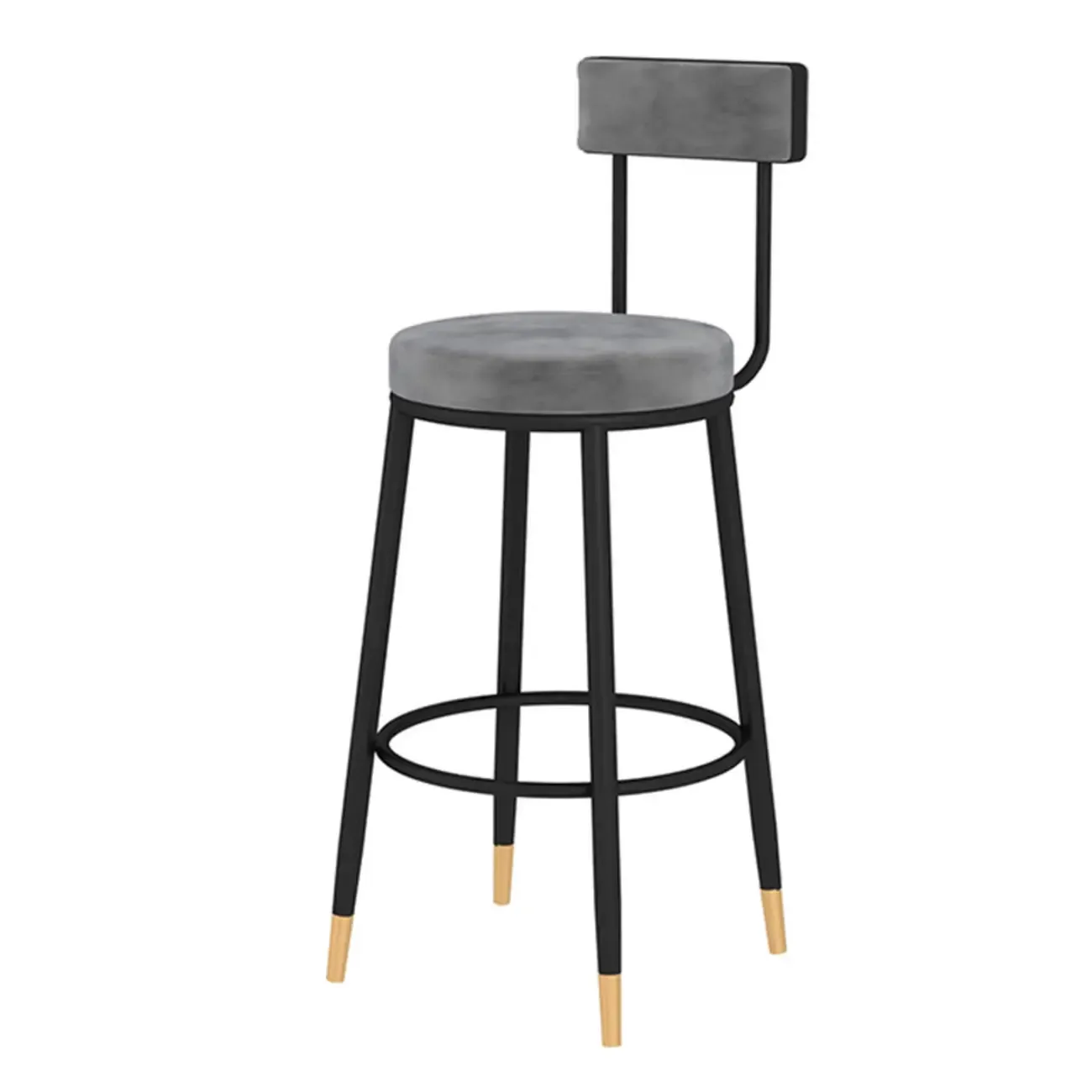 Durable Upholstered Metal Bar Stools with Footrest for Kitchen Image - 9