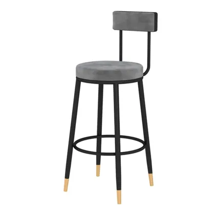 Durable Upholstered Metal Bar Stools with Footrest for Kitchen Image - 9