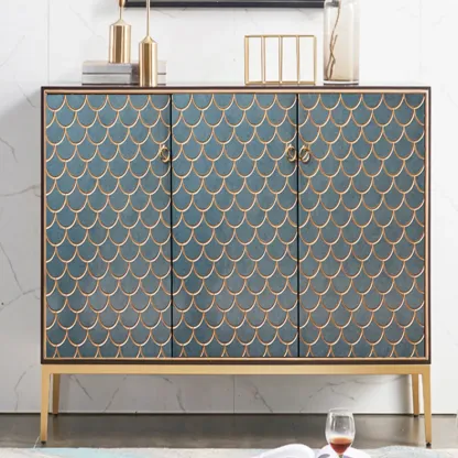 Glam Rectangular Cabinet for Home with Regular Patterns Image - 8