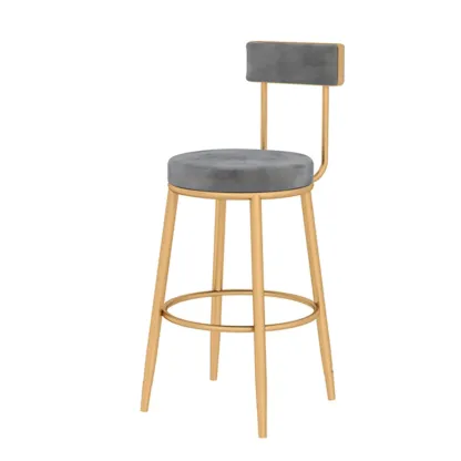 Durable Upholstered Metal Bar Stools with Footrest for Kitchen Image - 12