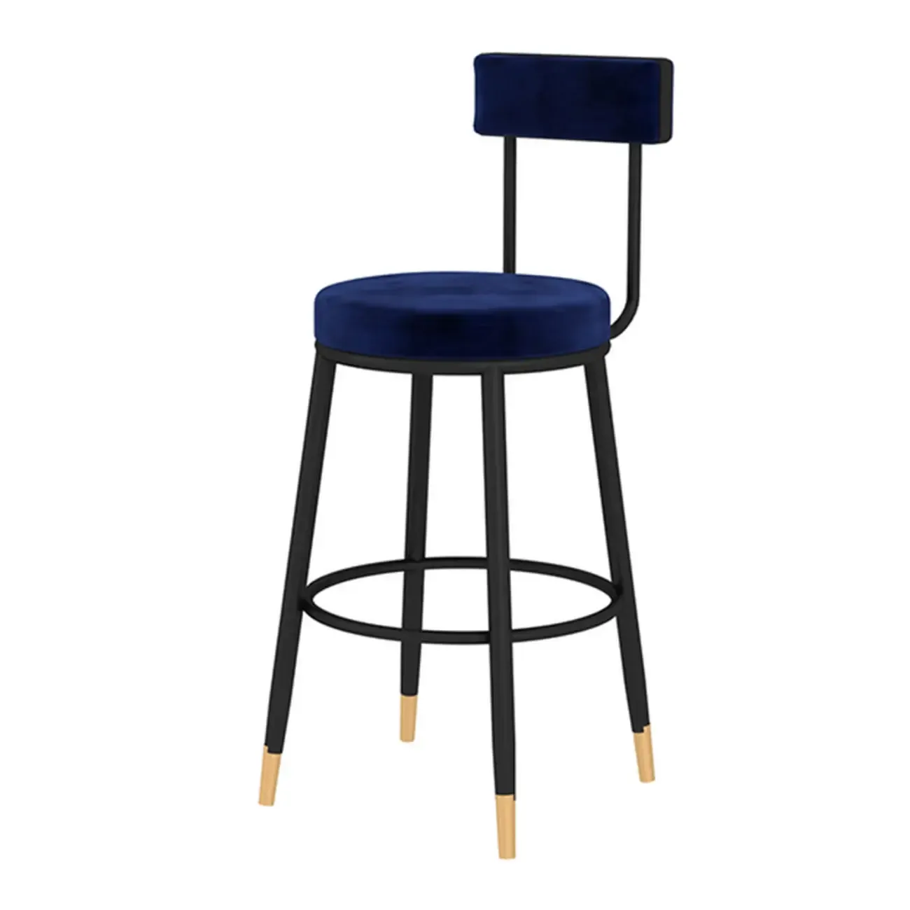 Durable Upholstered Metal Bar Stools with Footrest for Kitchen Image - 13