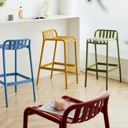 Modern Plastic Bar Stools for Bistro with Backrest Image - 2