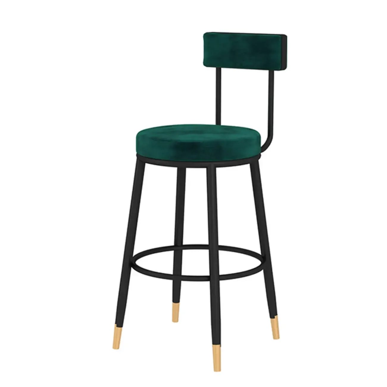 Durable Upholstered Metal Bar Stools with Footrest for Kitchen Image - 14