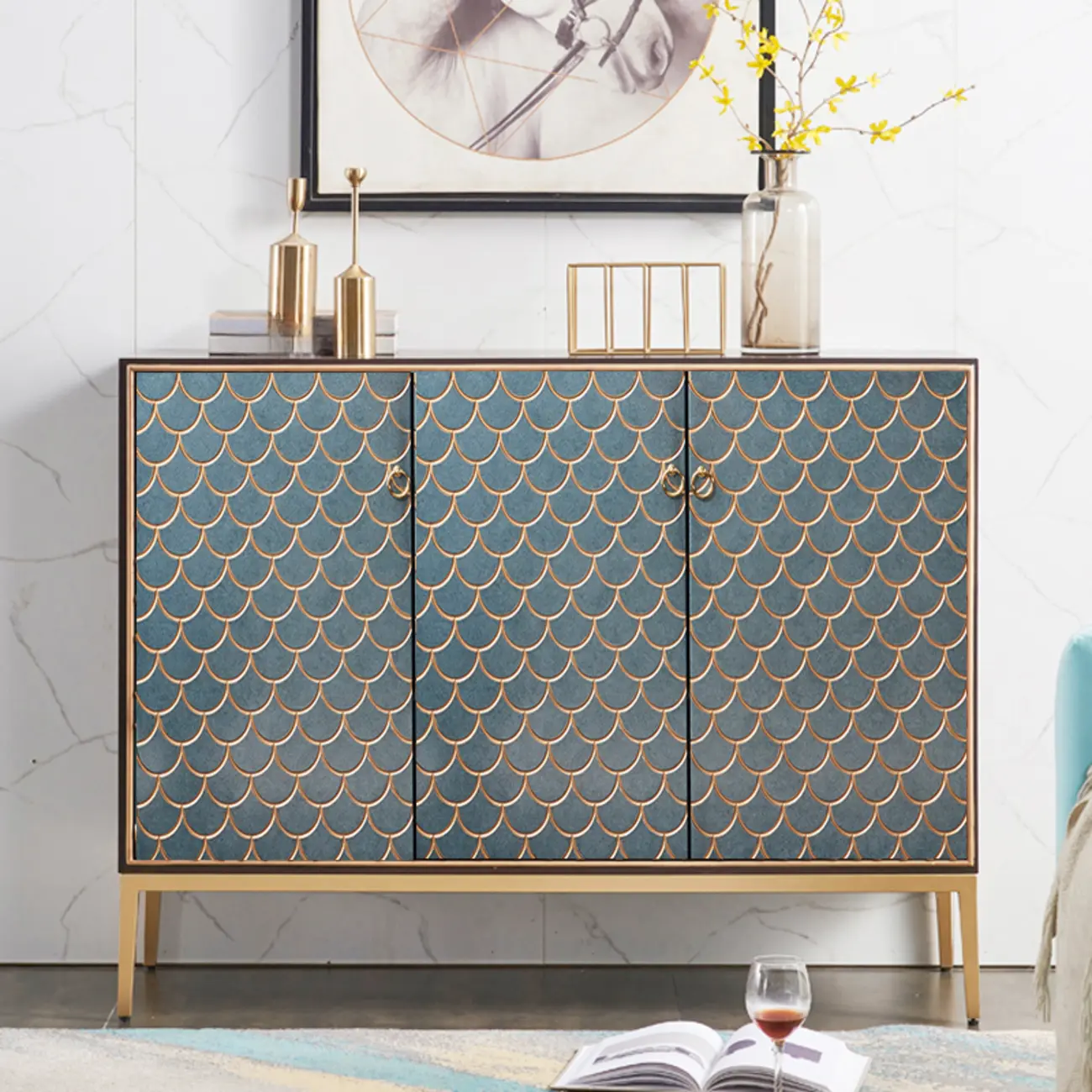 Glam Rectangular Cabinet for Home with Regular Patterns Image - 11 | homeyfad