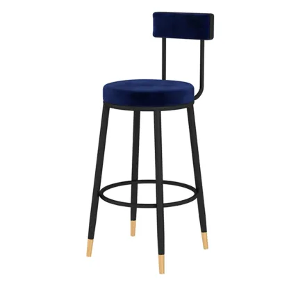 Durable Upholstered Metal Bar Stools with Footrest for Kitchen Image - 15