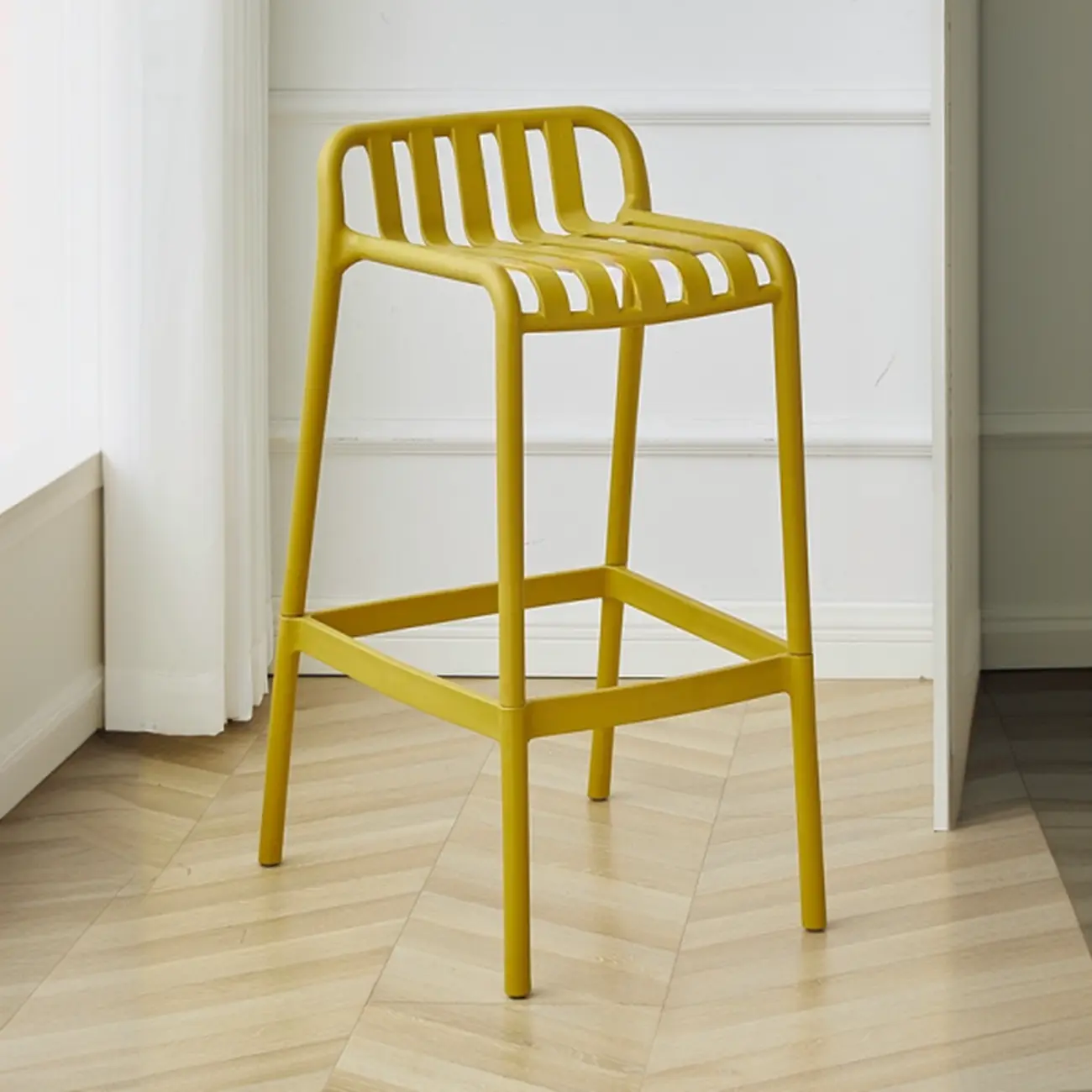 Minimalist Plastic Armless Low Back Counter Bar Stools Image - 13 | homeyfad