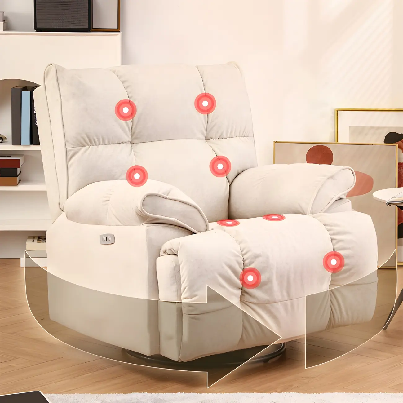 Modern Manual/Power Swivel Recliner Chair with Massage Image - 2 | homeyfad