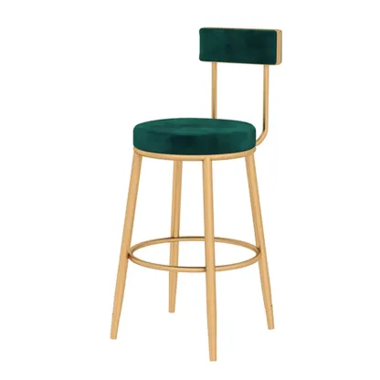 Durable Upholstered Metal Bar Stools with Footrest for Kitchen Image - 17