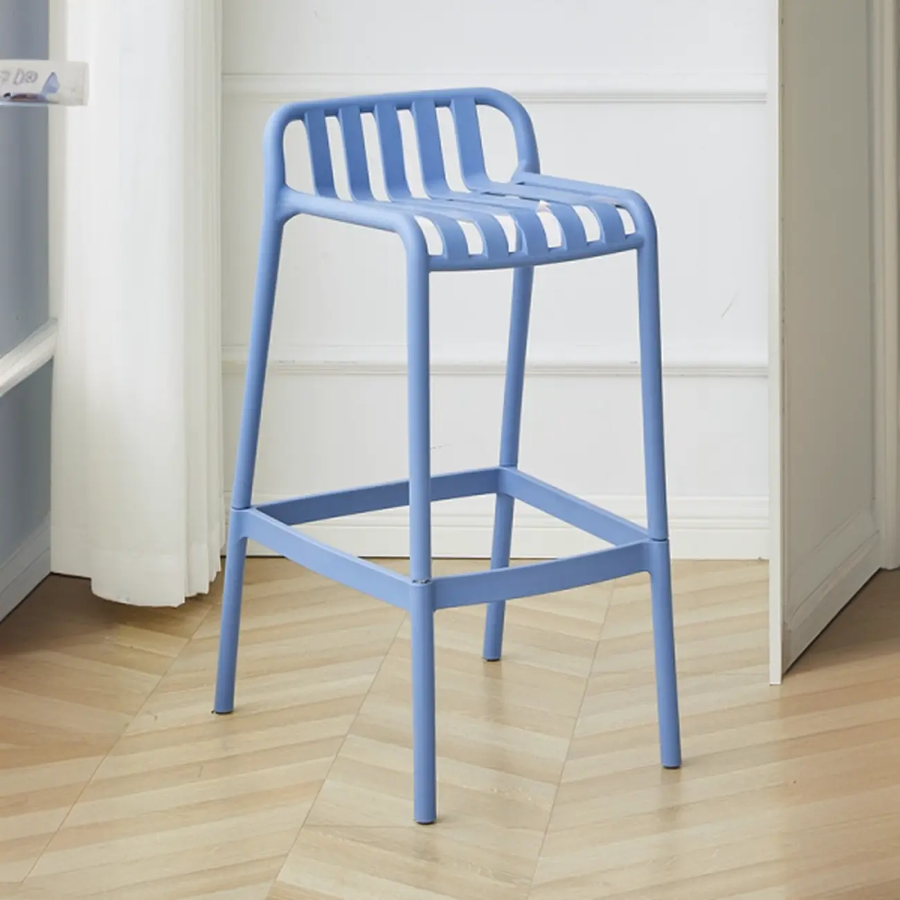 Modern Plastic Bar Stools for Bistro with Backrest Image - 5 | homeyfad