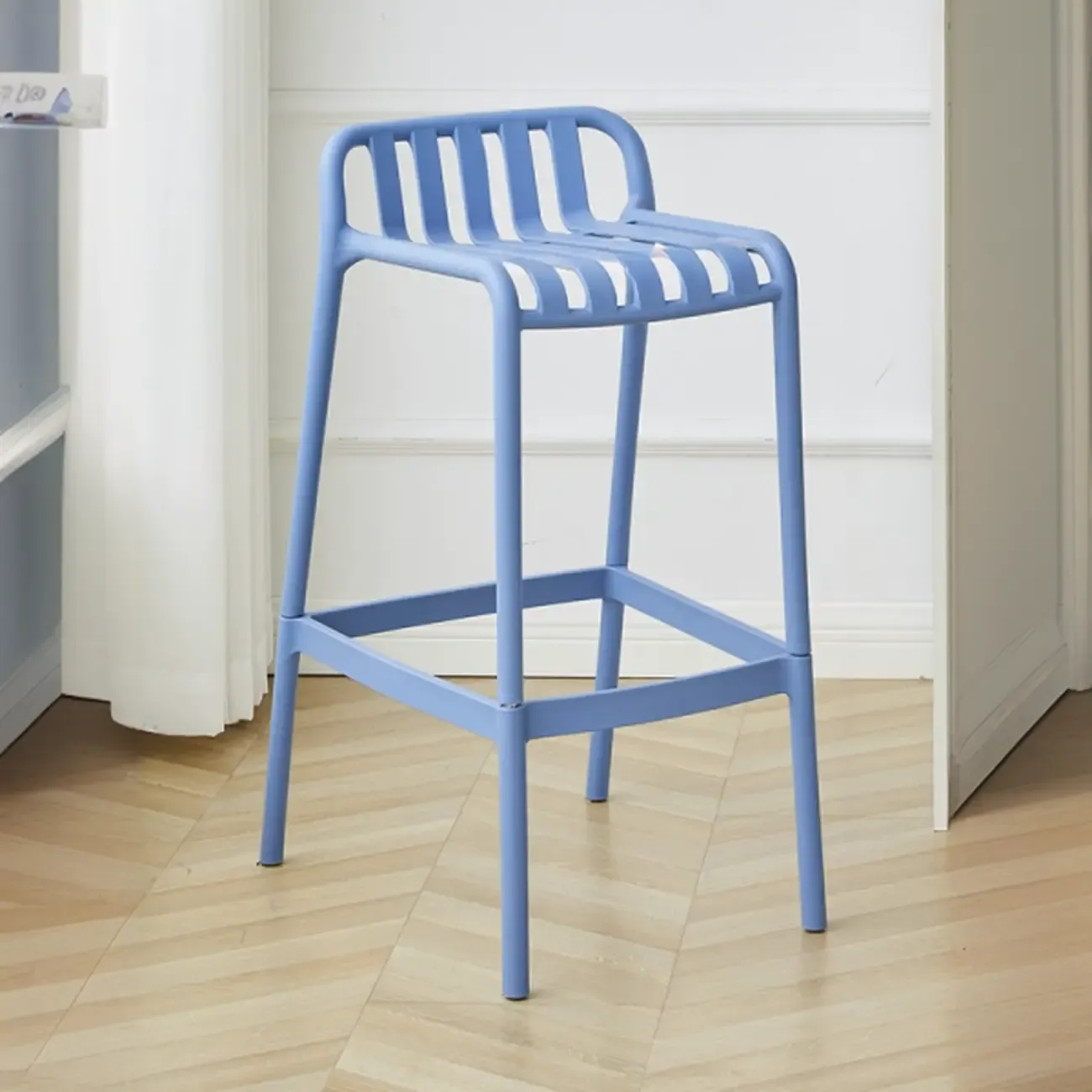 Modern Plastic Bar Stools for Bistro with Backrest Image - 5