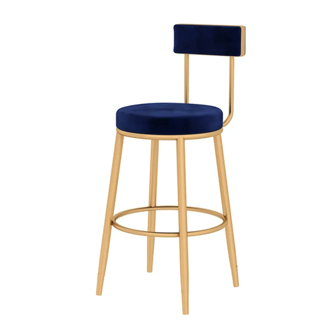 Durable Upholstered Metal Bar Stools with Footrest for Kitchen Image - 18