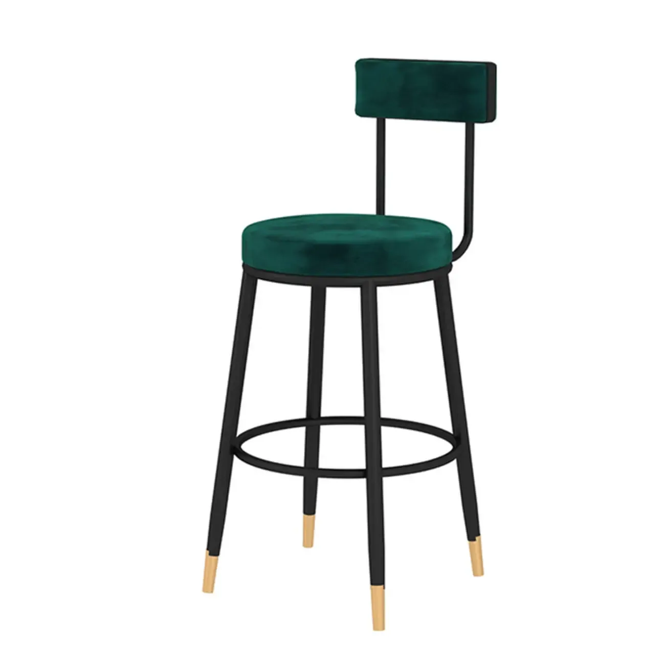 Durable Upholstered Metal Bar Stools with Footrest for Kitchen Image - 19