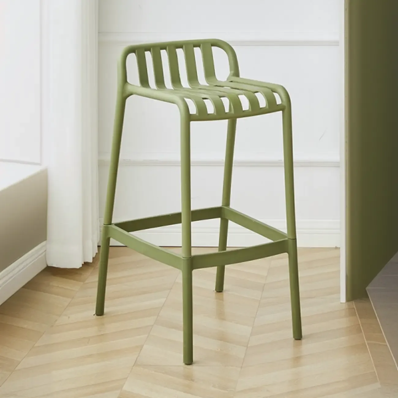 Modern Plastic Bar Stools for Bistro with Backrest Image - 6