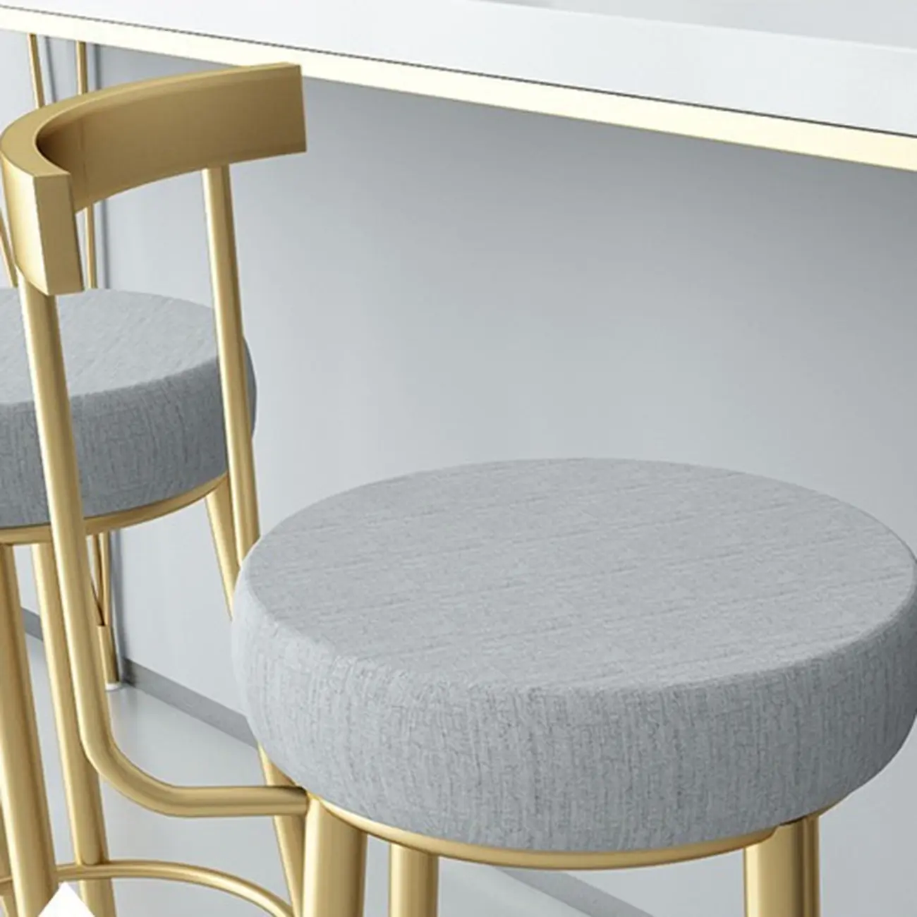 Durable Upholstered Metal Bar Stools with Footrest for Kitchen Image - 20 | homeyfad