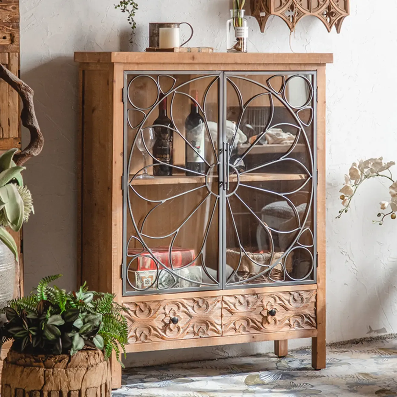 Rustic Wooden Rectangular Cabinet for Restaurant Display Image - 3