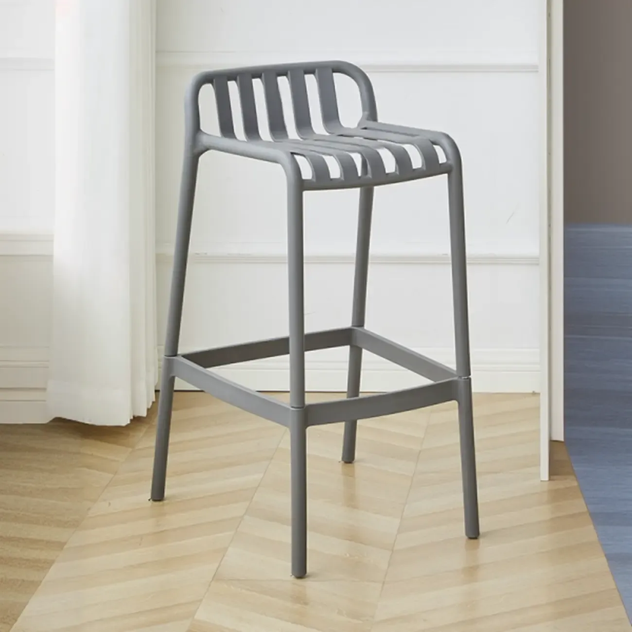 Modern Plastic Bar Stools for Bistro with Backrest Image - 7