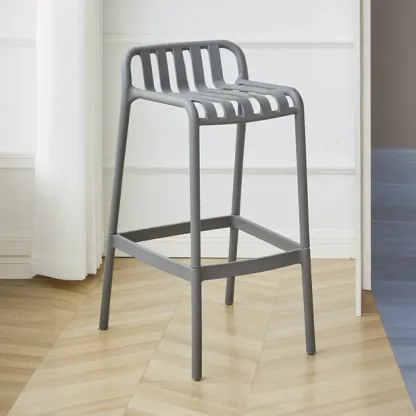Modern Plastic Bar Stools for Bistro with Backrest Image - 7
