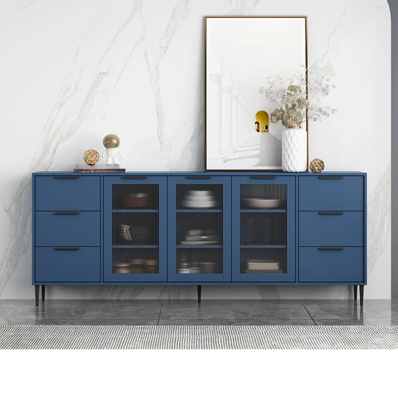 Modern Wooden Sideboard with Glass Doors & Drawers Image - 17 | homeyfad