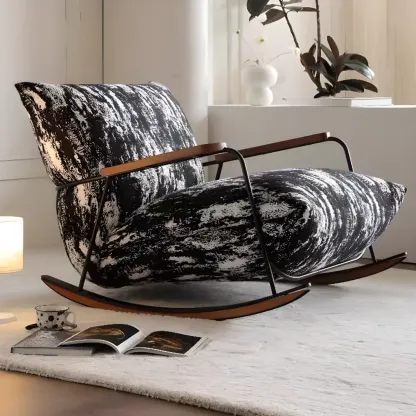 Modern Stain Resistant Upholstered Rocking Chair for Living Room Image - 2