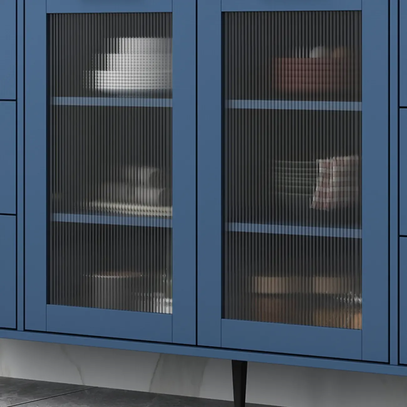 Modern Wooden Sideboard with Glass Doors & Drawers Image - 18