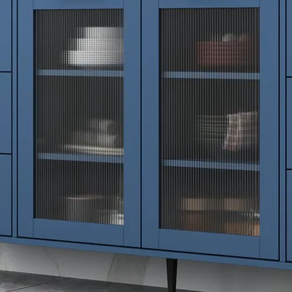 Modern Wooden Sideboard with Glass Doors & Drawers Image - 18