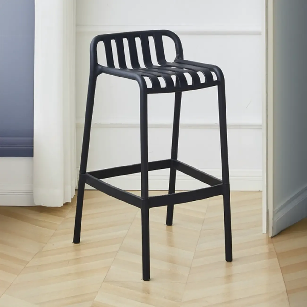 Modern Plastic Bar Stools for Bistro with Backrest Image - 9