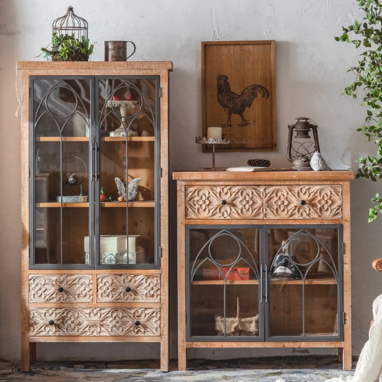 Rustic Wooden Rectangular Cabinet for Restaurant Display Image - 5