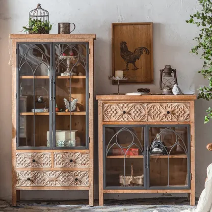 Rustic Wooden Rectangular Cabinet for Restaurant Display Image - 5