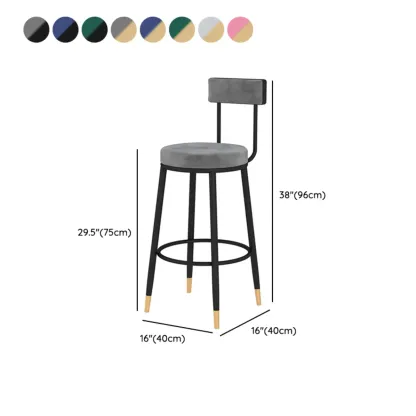 Durable Upholstered Metal Bar Stools with Footrest for Kitchen Image - 24