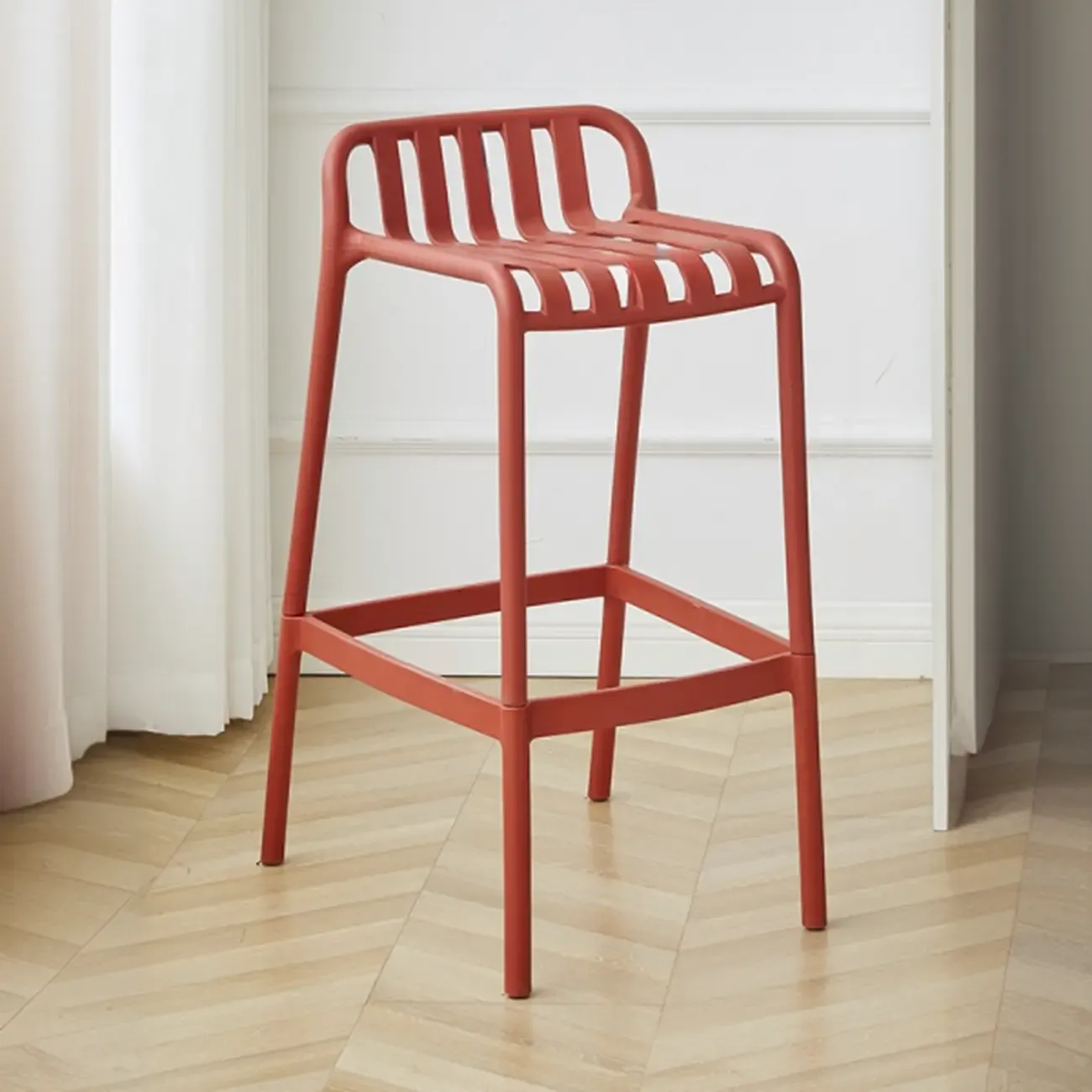 Modern Plastic Bar Stools for Bistro with Backrest Image - 11