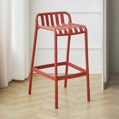 Modern Plastic Bar Stools for Bistro with Backrest Image - 11
