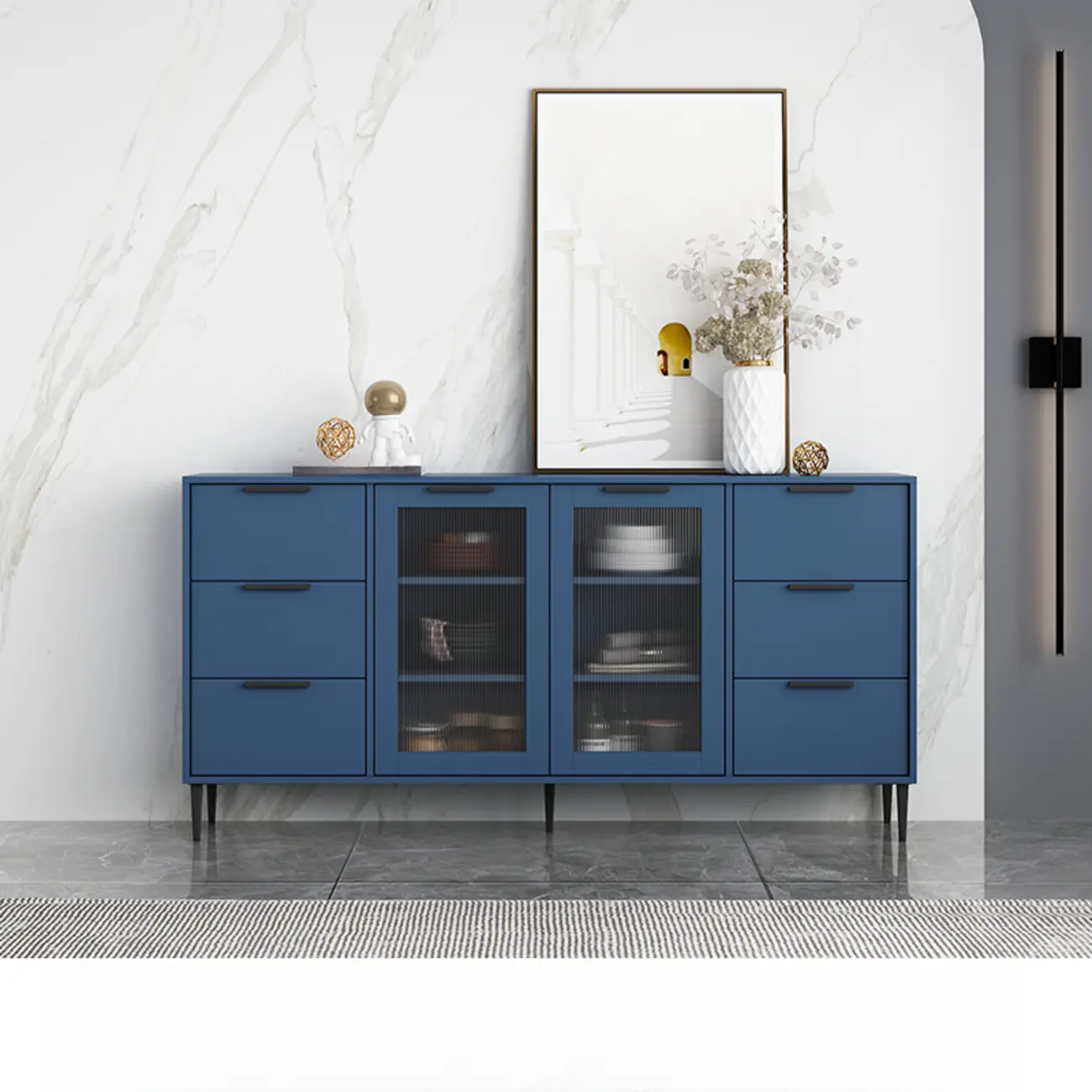 Modern Wooden Sideboard with Glass Doors & Drawers Image - 20 | homeyfad