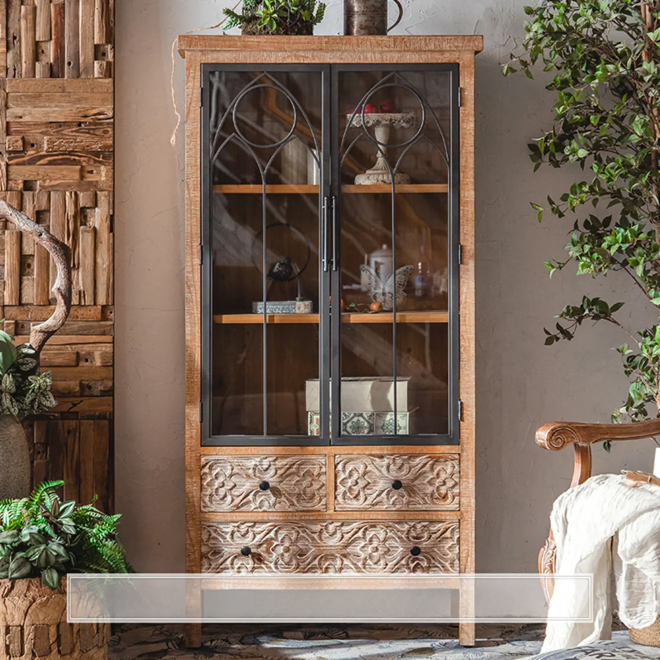 Rustic Wooden Rectangular Cabinet for Restaurant Display Image - 7 | homeyfad