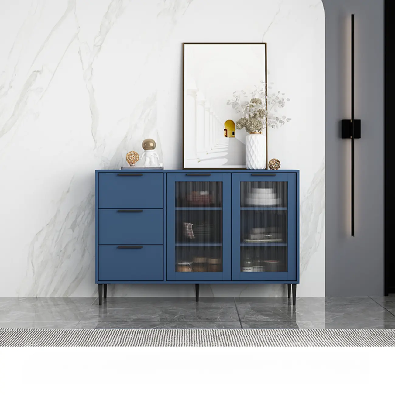 Modern Wooden Sideboard with Glass Doors & Drawers Image - 21 | homeyfad