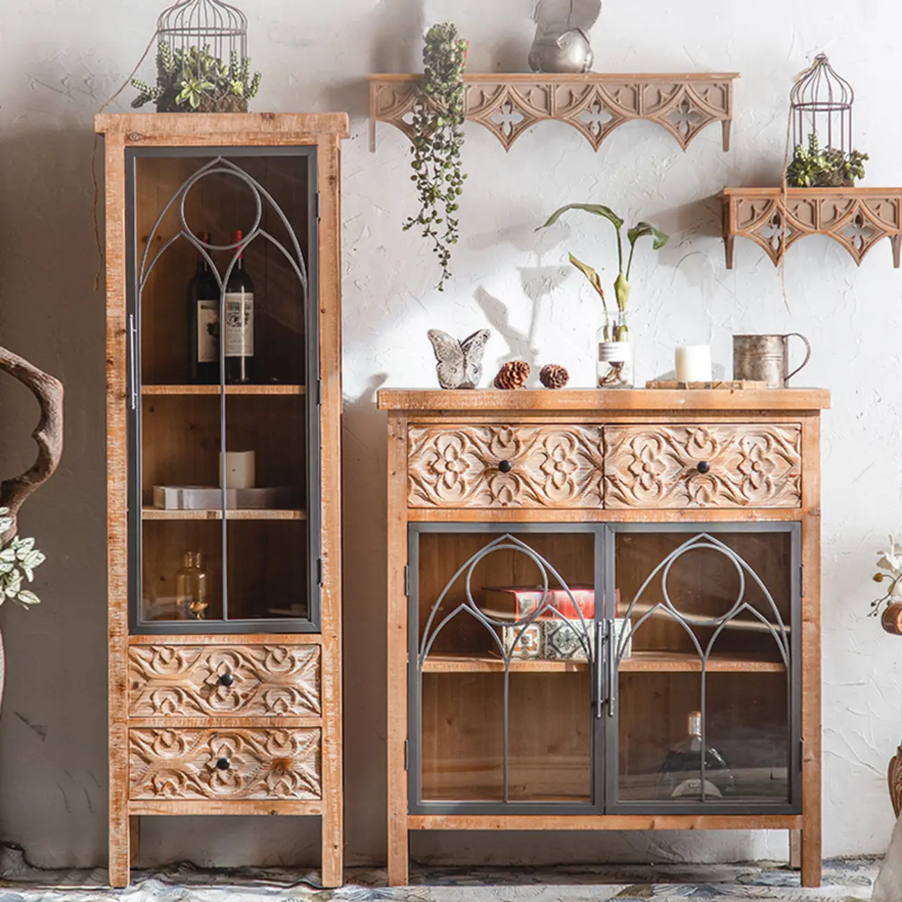 Rustic Wooden Rectangular Cabinet for Restaurant Display Image - 8 | homeyfad