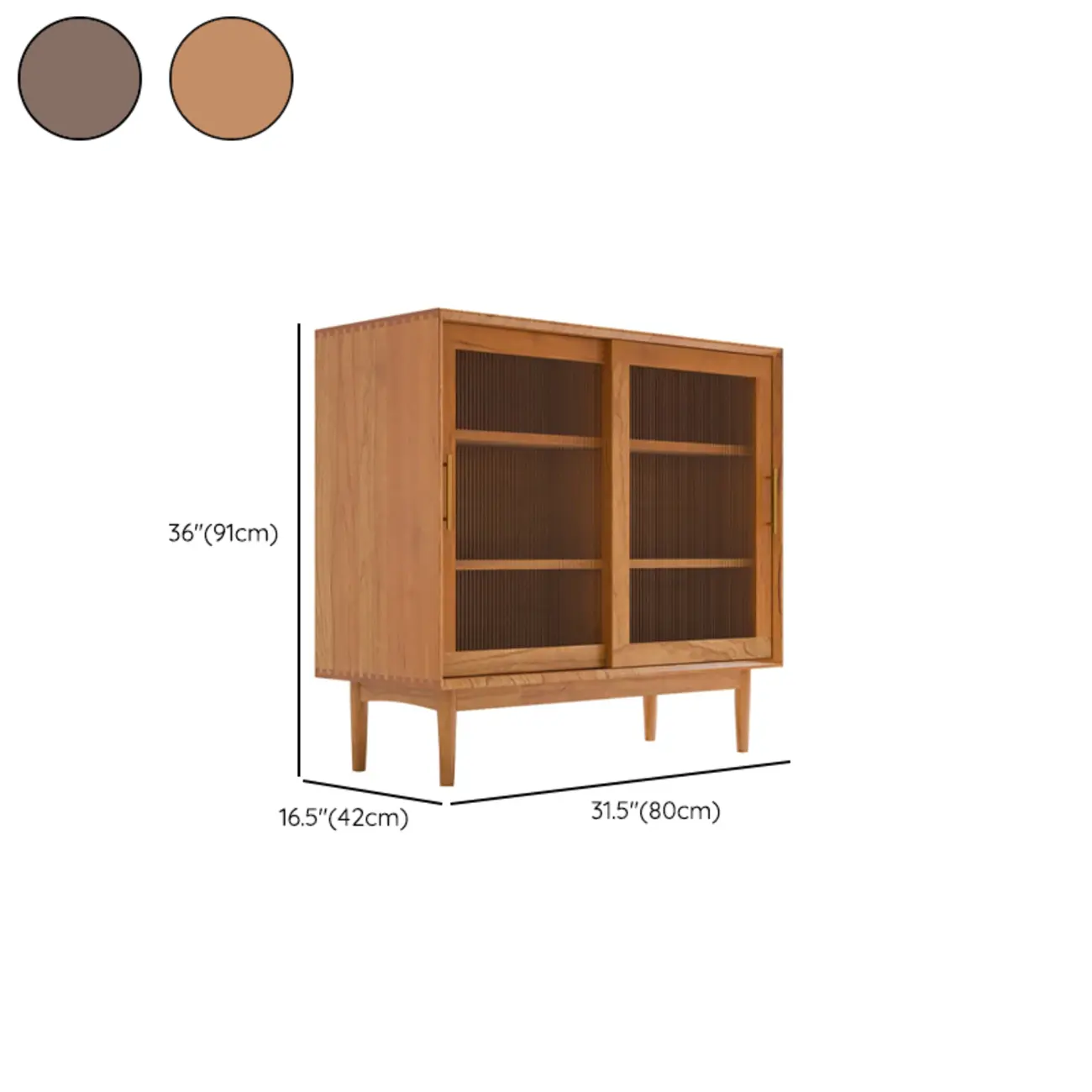 Nordic Kitchen Cabinet with Glass Doors & Straight Legs  #size | homeyfad