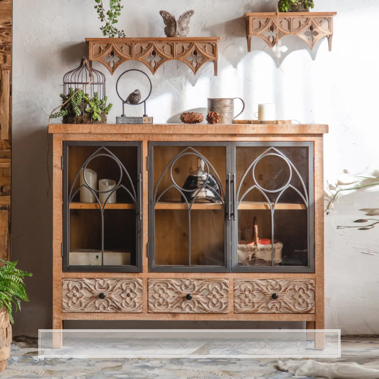 Rustic Wooden Rectangular Cabinet for Restaurant Display Image - 9 | homeyfad