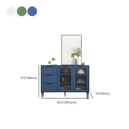 Modern Wooden Sideboard with Glass Doors & Drawers Image - 24