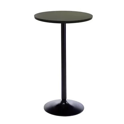 Scandinavian 36" Wooden Round Bistro Table with Metal Pedestal Image - 5