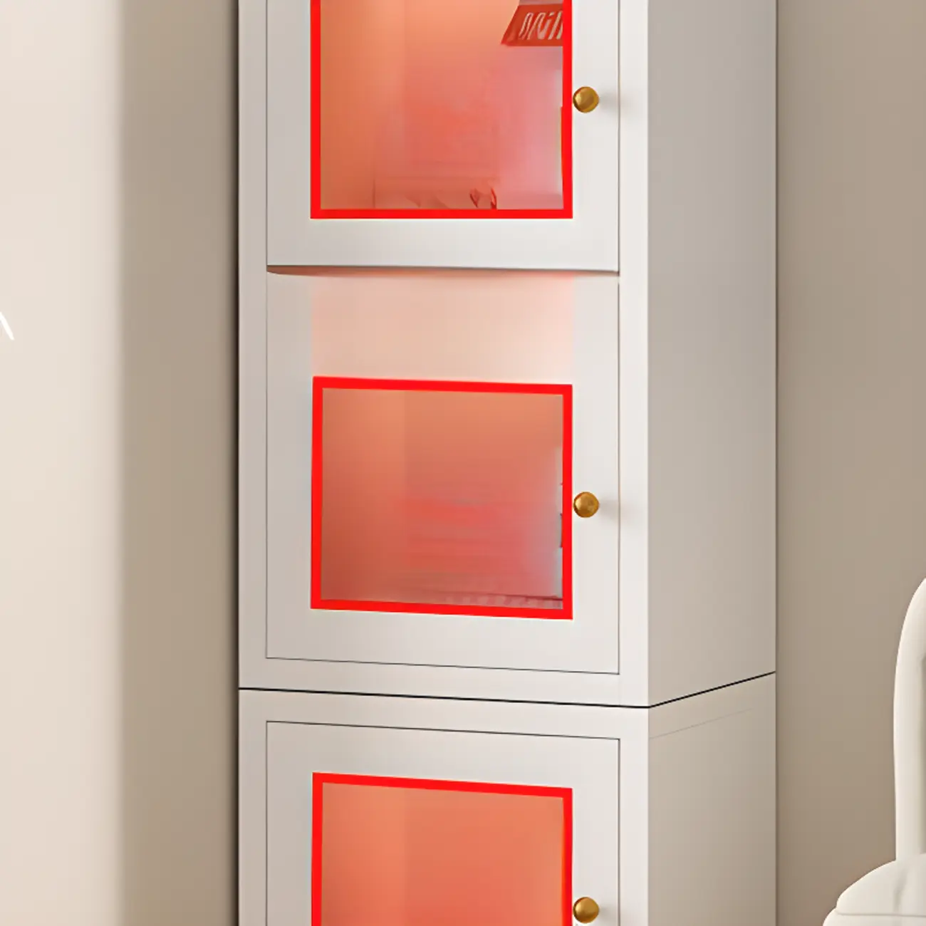 Small White Rectangular Storage Cabinet with Glass Door  Image - 8 | homeyfad