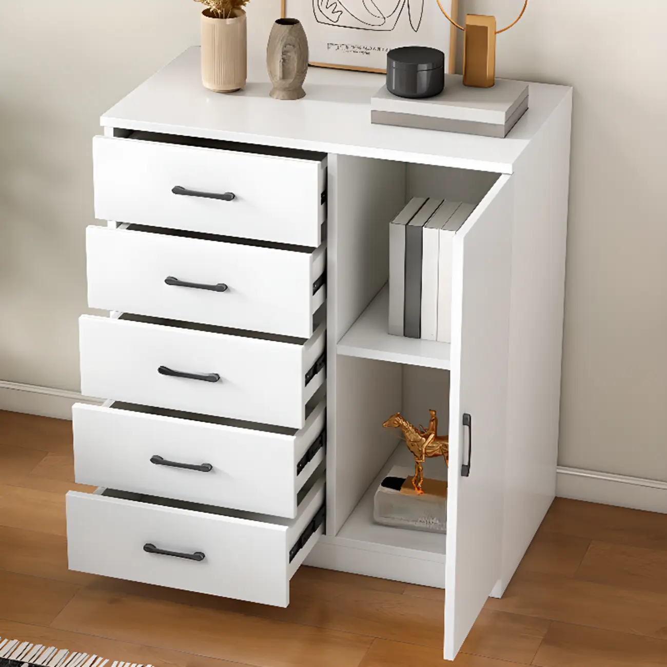 Modern White Rectangular Storage Cabinet with Multiple Sizes Image - 1 | homeyfad