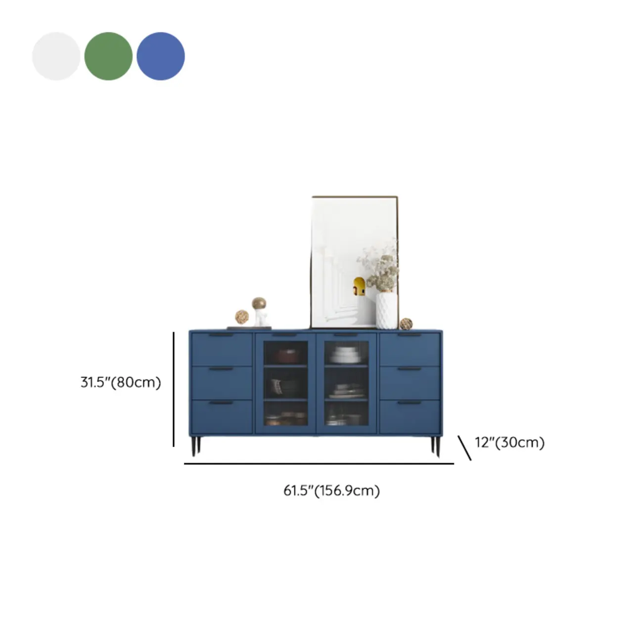 Modern Wooden Sideboard with Glass Doors & Drawers Image - 25 | homeyfad